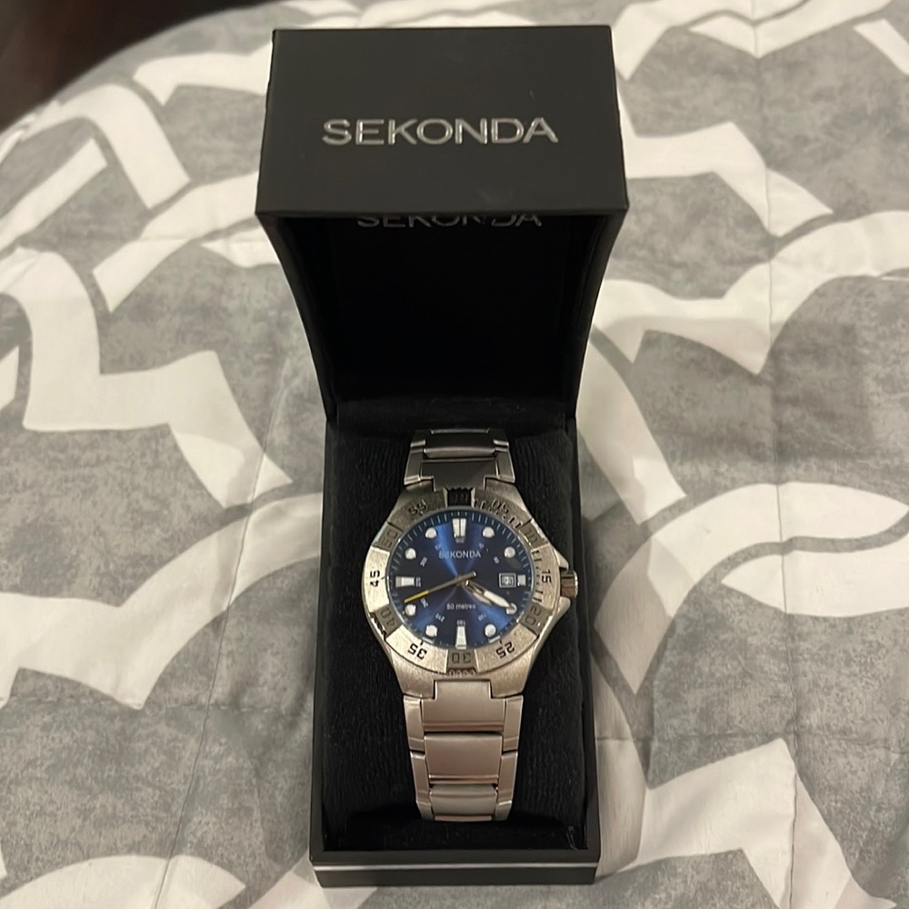 Sekonda Gents Watch with Blue Dial and Silver Stainless Steel Bracelet 3279